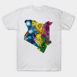 Spirograph Patterned Kenya Provinces Map T-Shirt